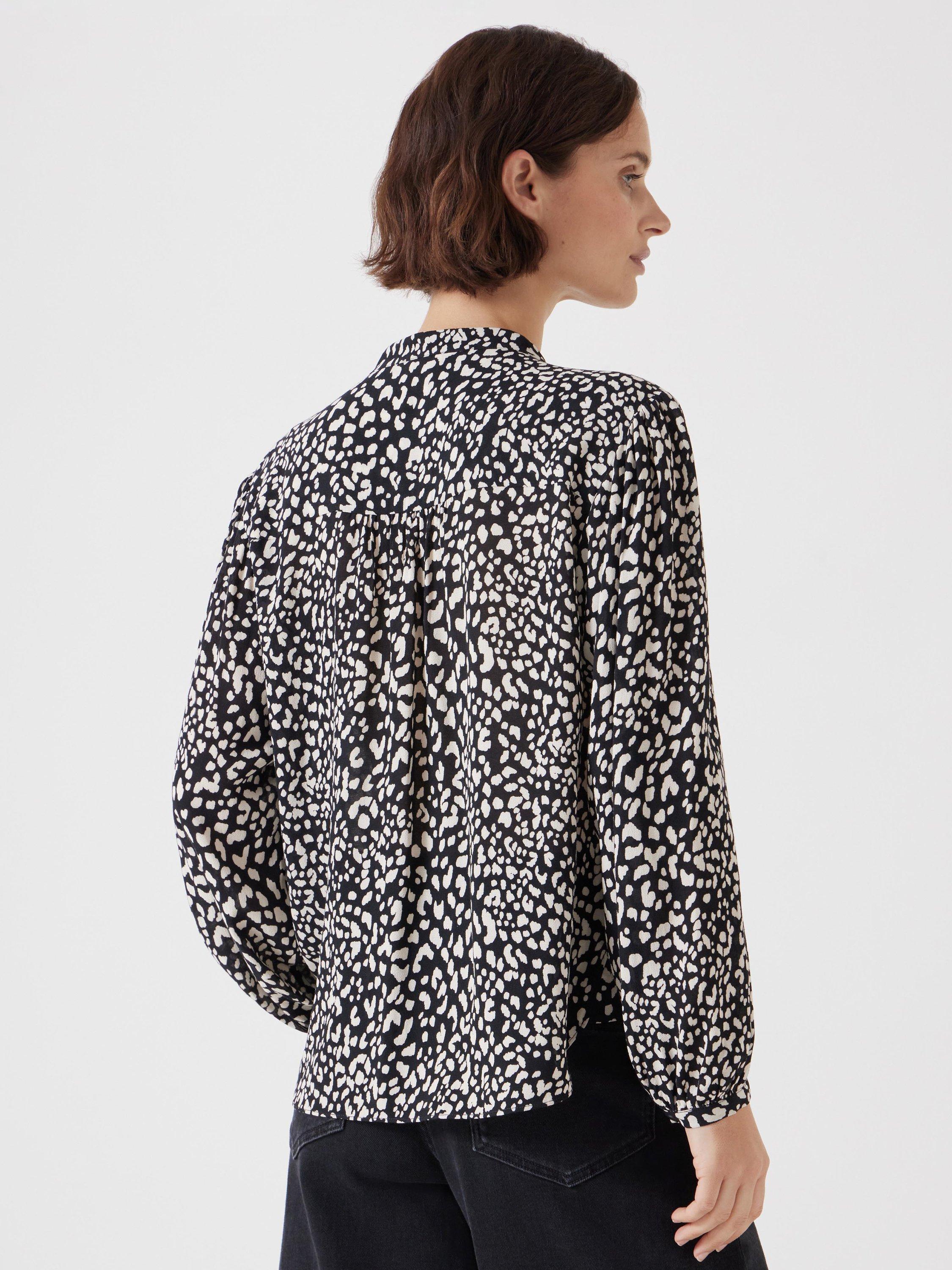Product image 3 of 5, which shows HUSH Animal Print Long Sleeve Top, Black/White, 10