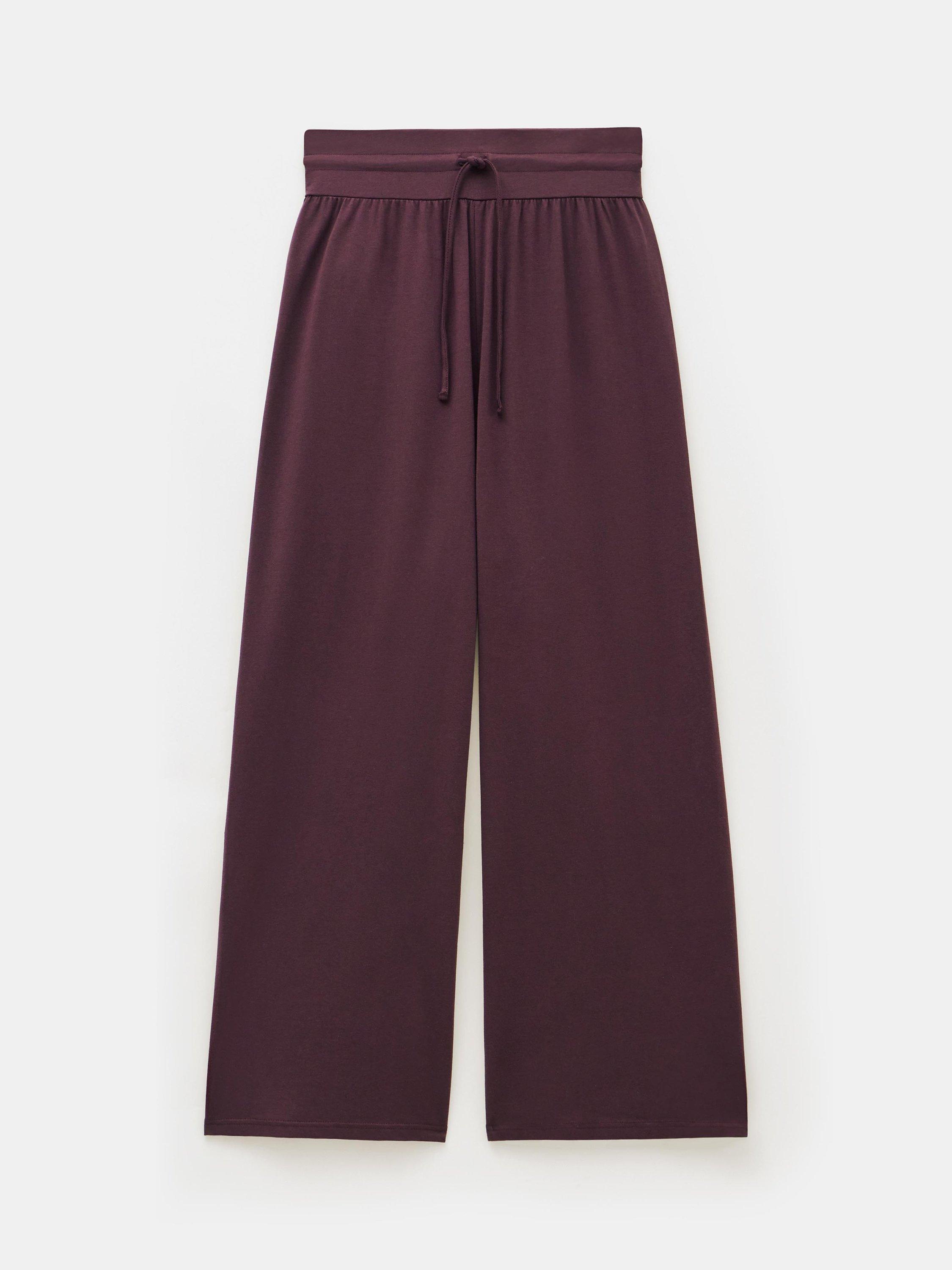 Product image 4 of 5, which shows HUSH Amie Wide Leg Joggers, Burgundy, XXS