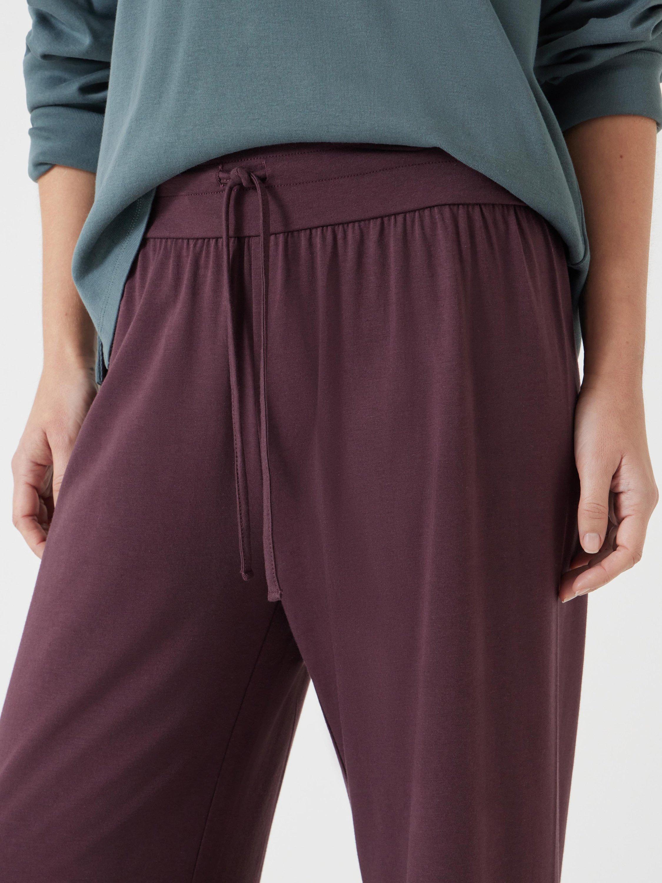 Product image 5 of 5, which shows HUSH Amie Wide Leg Joggers, Burgundy, XXS