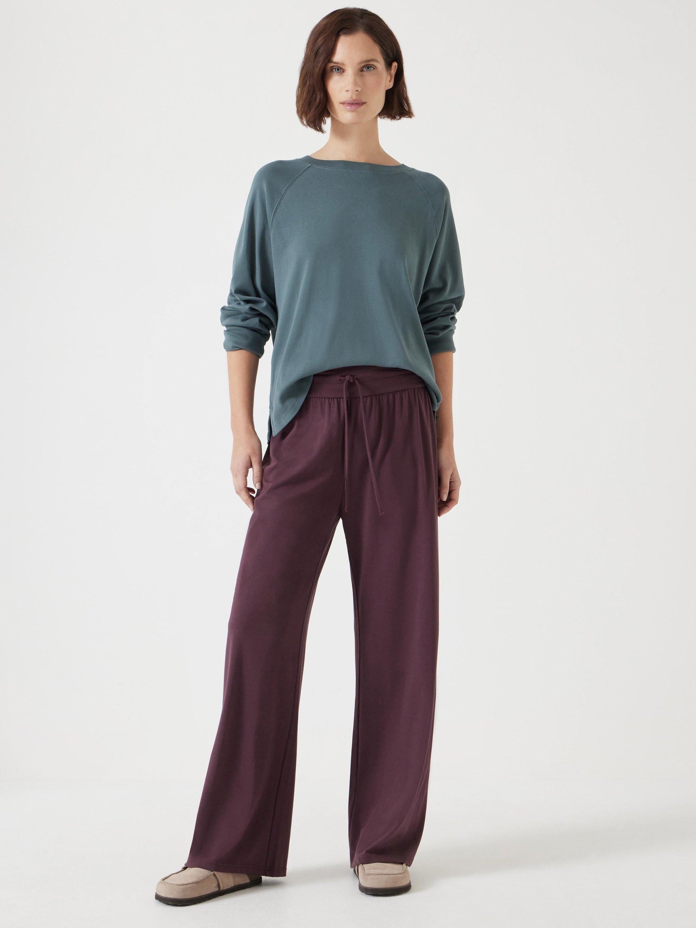 Product image 1 of 11, which shows HUSH Amie Wide Leg Jogger, Fudge Brown, XXS Short