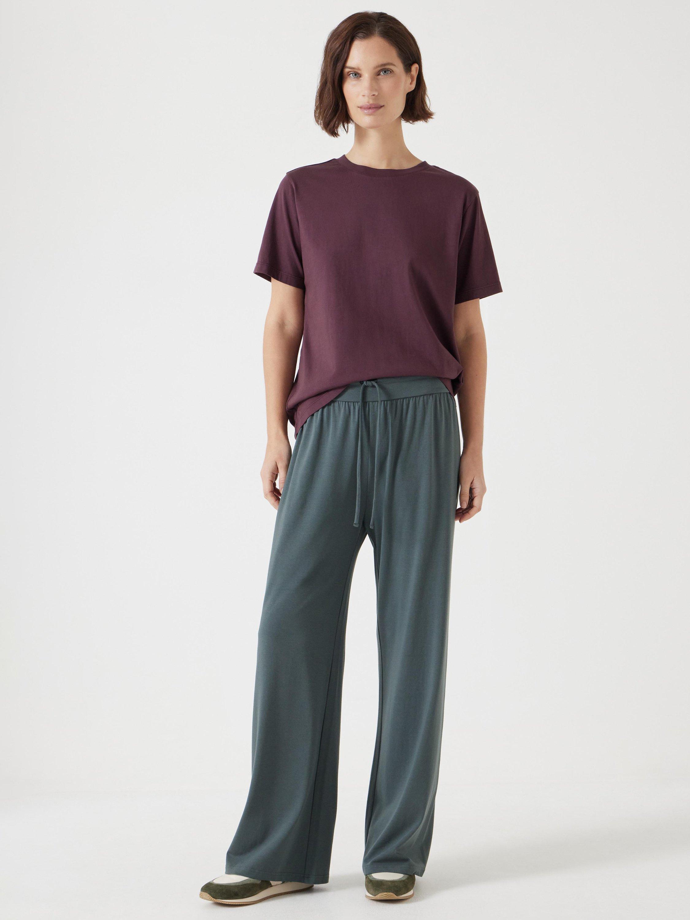 Product image 2 of 5, which shows HUSH Amie Wide Leg Joggers, Sage Green, XXS