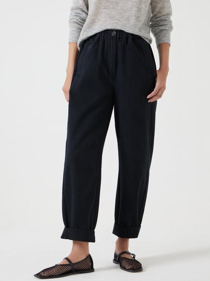 HUSH Pull On Barrel Leg Trousers, Black