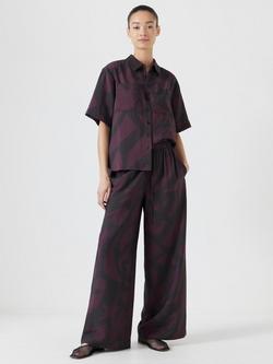 HUSH Petunia Wide Leg Trousers, Brown - view 2, Brown