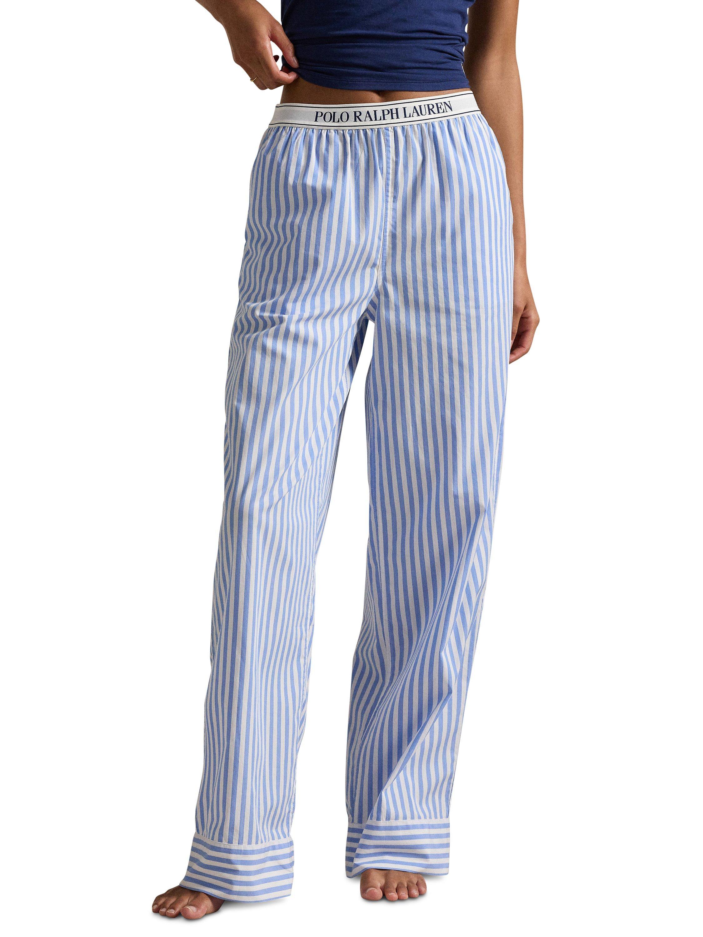 Product image 4 of 5, which shows Ralph Lauren Polo Ralph Lauren Shirting Stripes Pyjama Bottoms, Hydrangea Blue/White, S