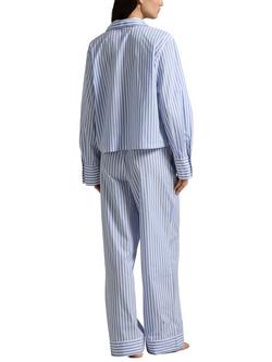 Ralph Lauren Polo Ralph Lauren Shirting Stripes Long Pyjama Set, Hydrangea Blue/White - view 2, Hydrangea Blue/White