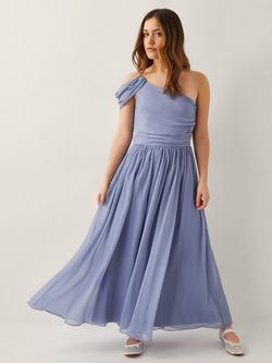 Monsoon Kids' One Shoulder Dress, Pale Blue, Pale Blue