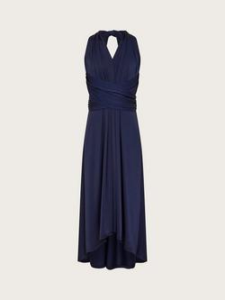 Monsoon Kids' Tia Twist Prom Dress - view 2, Navy