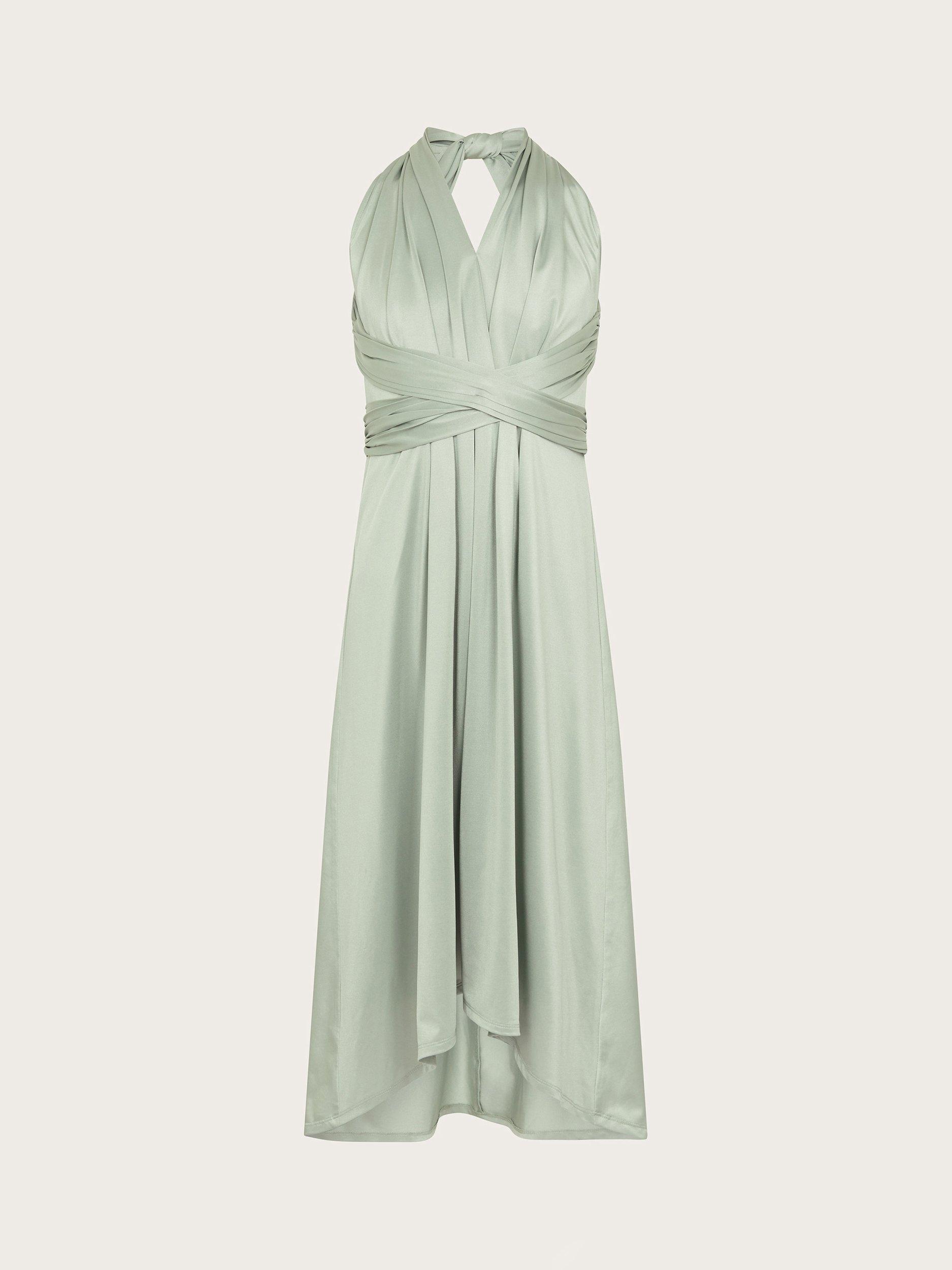 Product image 1 of 3, which shows Monsoon Kids' Tia Twist Prom Dress, Sage, 8 years