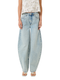 Gestuz Asher High Waist Barrel Leg Jeans, Blue, Blue