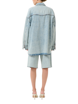 Gestuz Asher Acid Wash Denim Shirt, Mid Blue - view 2, Mid Blue