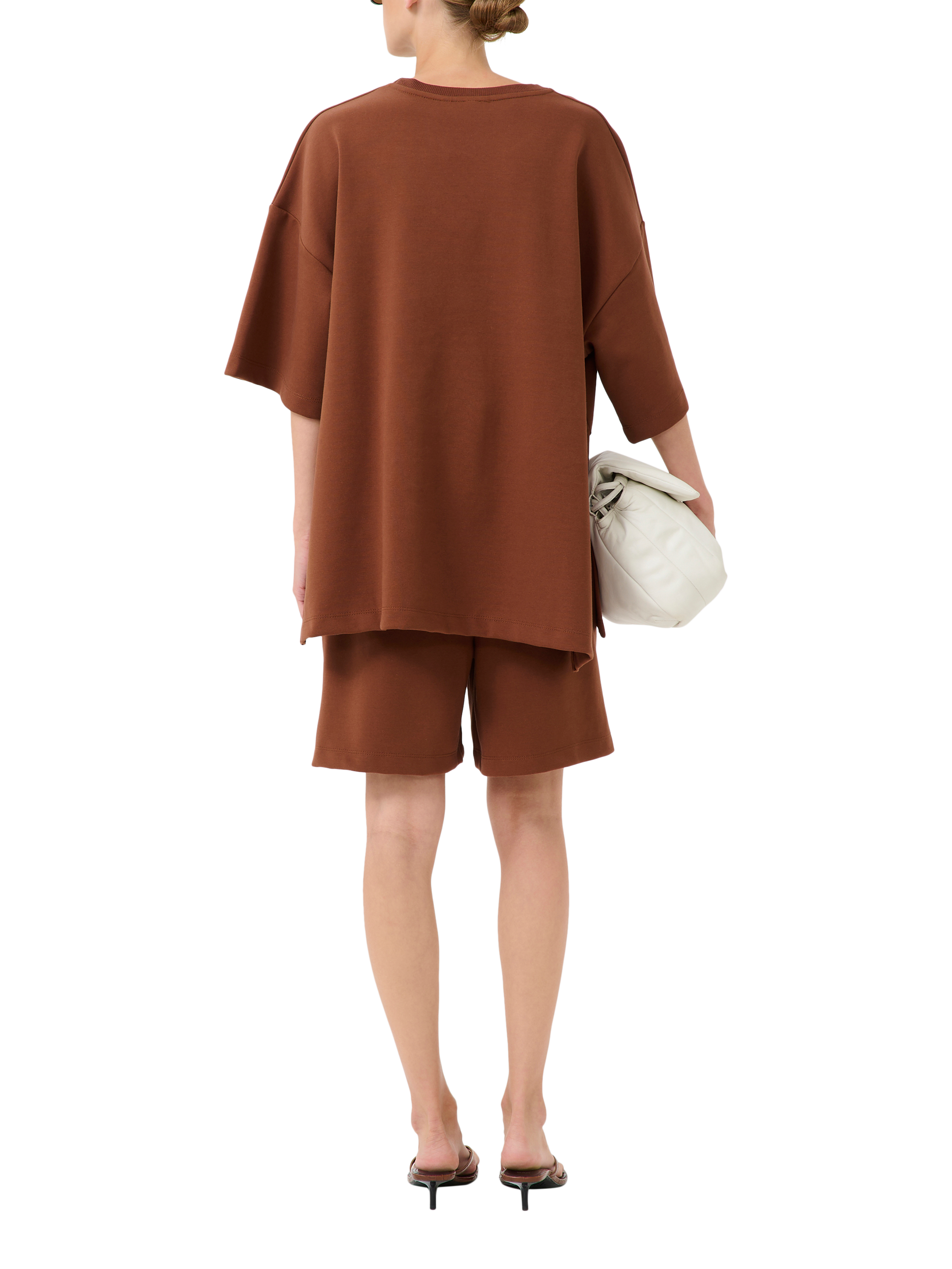 Product image 2 of 5, which shows Gestuz Imina Logo Organic Cotton Rich Oversized T-Shirt, Mid Brown, XS-S