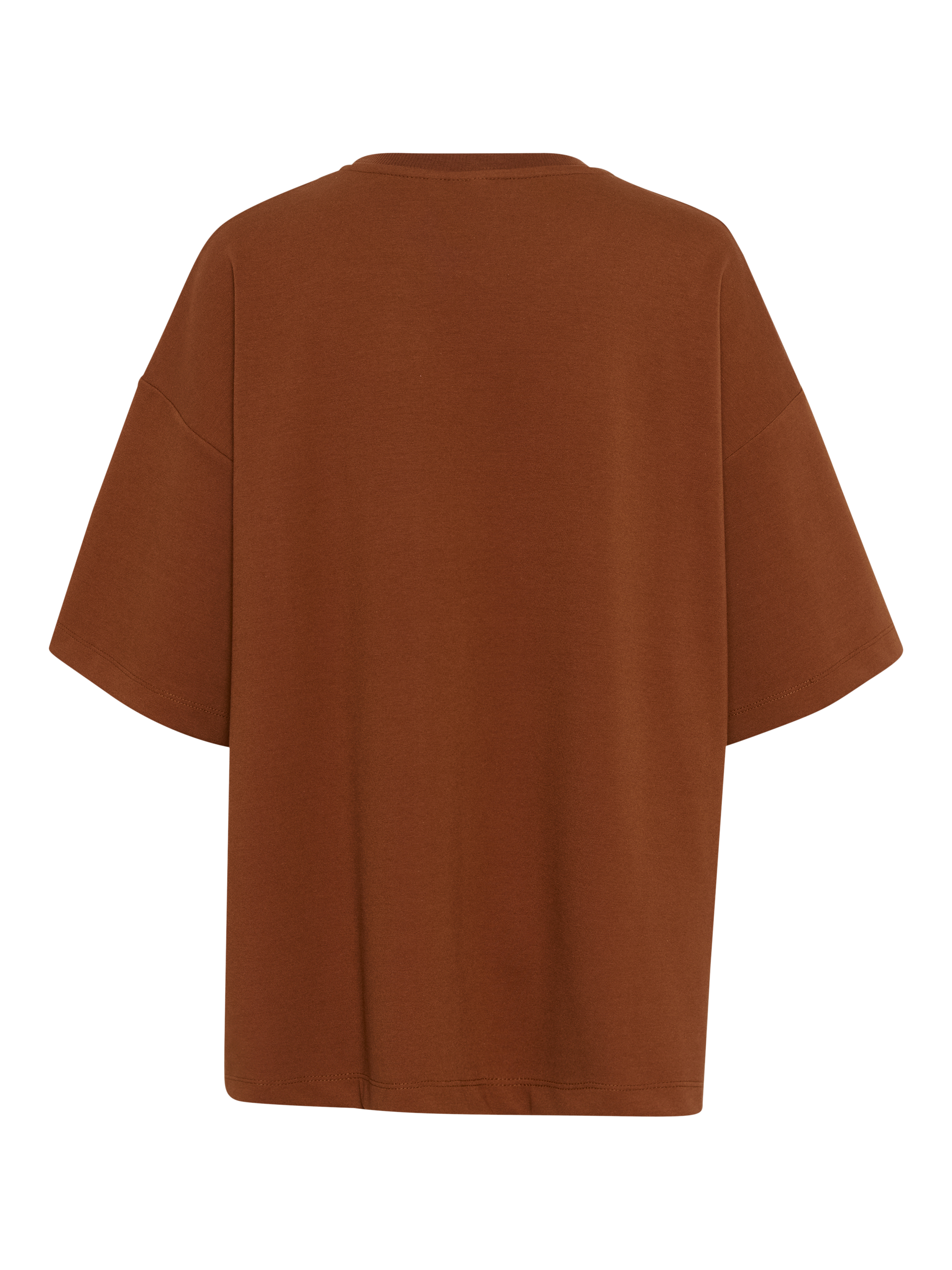 Product image 5 of 5, which shows Gestuz Imina Logo Organic Cotton Rich Oversized T-Shirt, Mid Brown, XS-S