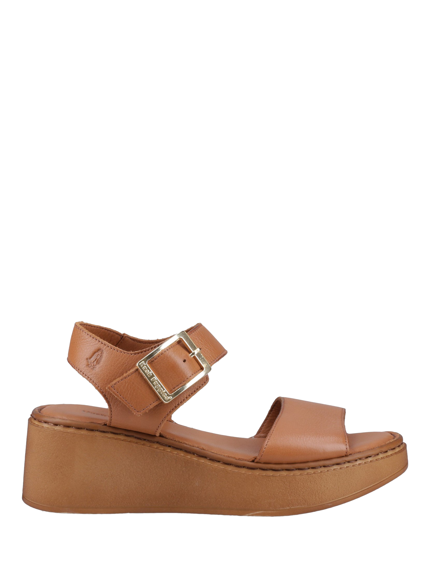 Hush Puppies Beatrix Leather Wedge Heel Strappy Sandals, Tan