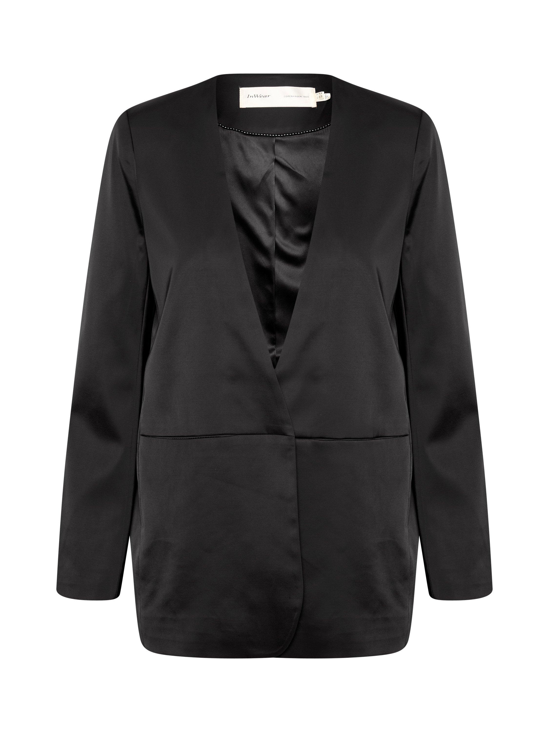 Product image 4 of 5, which shows InWear Zilky Satin Boxy Blazer, Black, 8