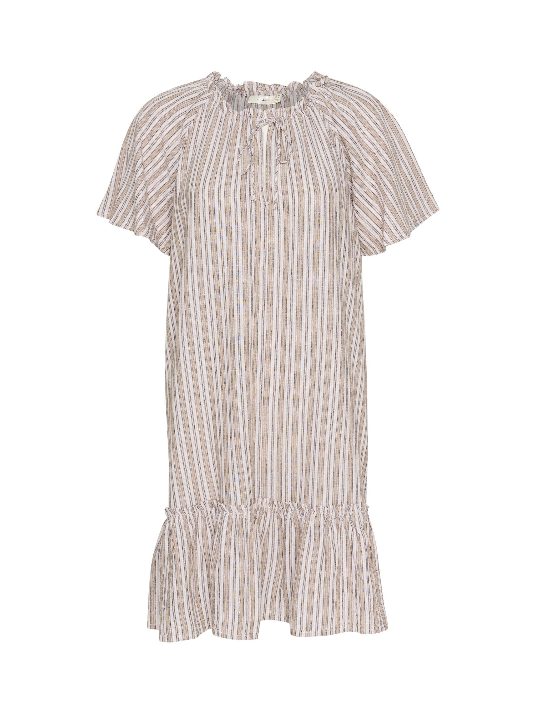 Product image 1 of 2, which shows InWear Ellie Stripe Linen Blend Dress, Beige/Multi, 8