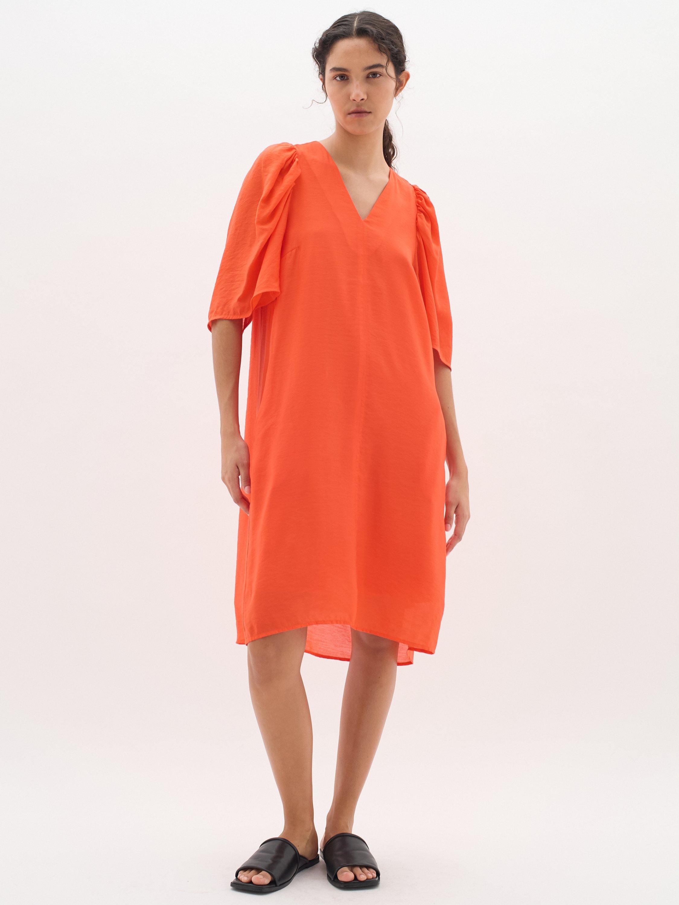 Product image 2 of 5, which shows InWear Jallie Flutter Sleeve Dress, Orange, 8