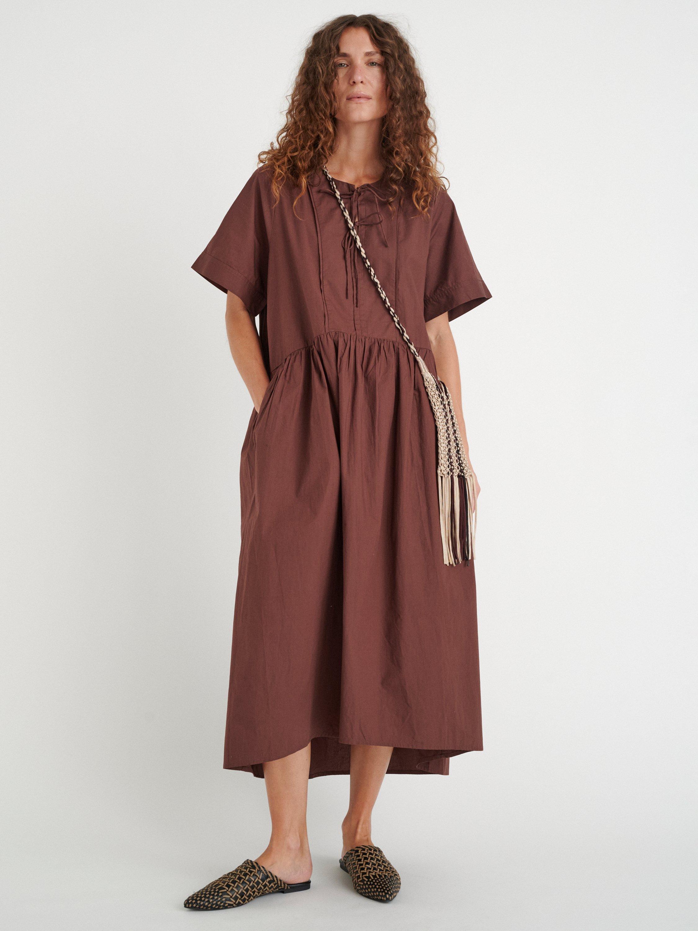Product image 1 of 5, which shows InWear Ronya Tie Neck Dress, Mid Brown, 8