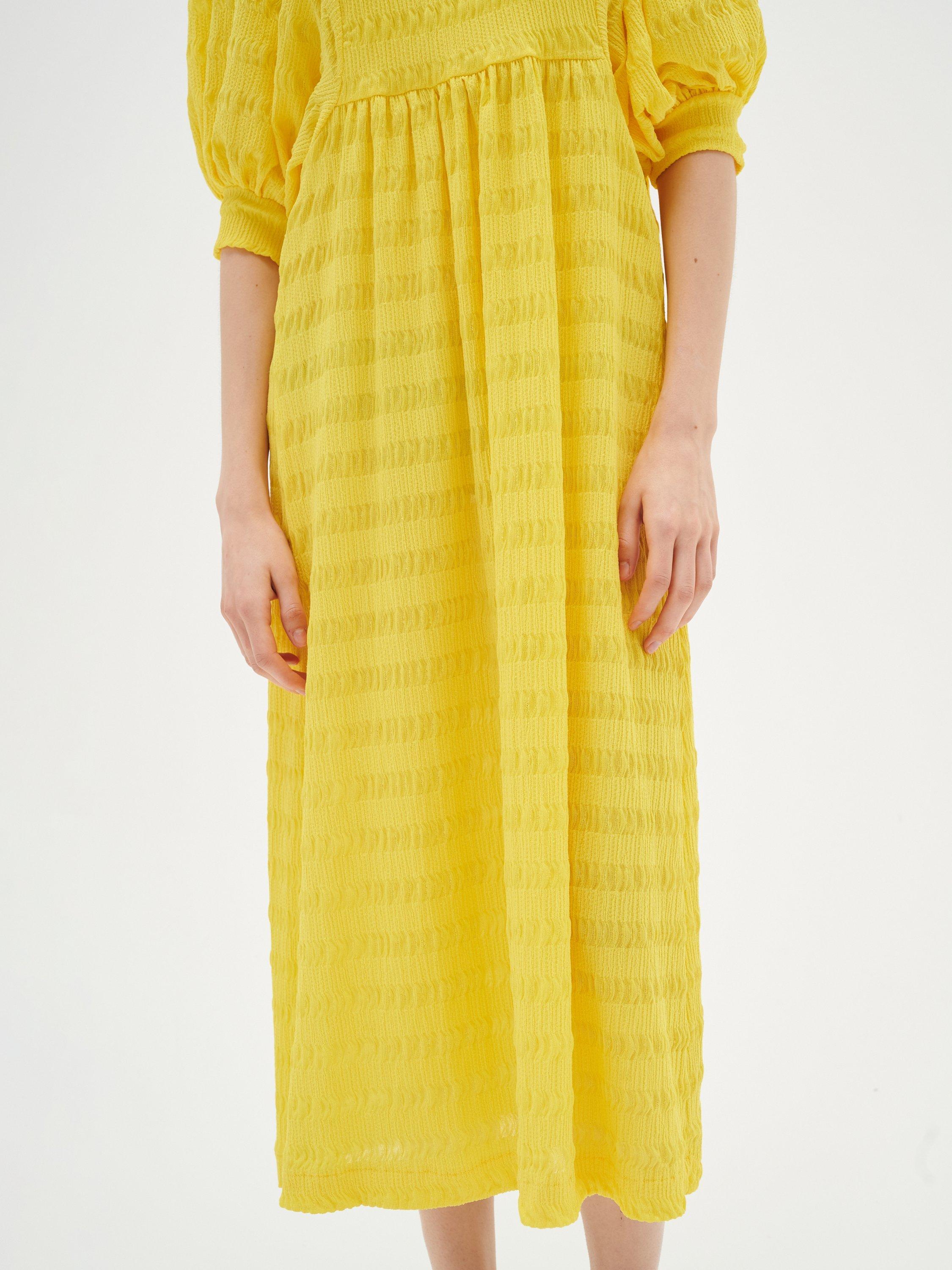 InWear Zabelle Textured Puff Sleeve Midi Dress, Mid Yellow