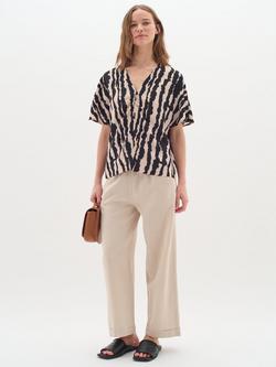 InWear Xeenia Abstract Stripe V-Neck Top, Black/Multi - view 2, Black/Multi