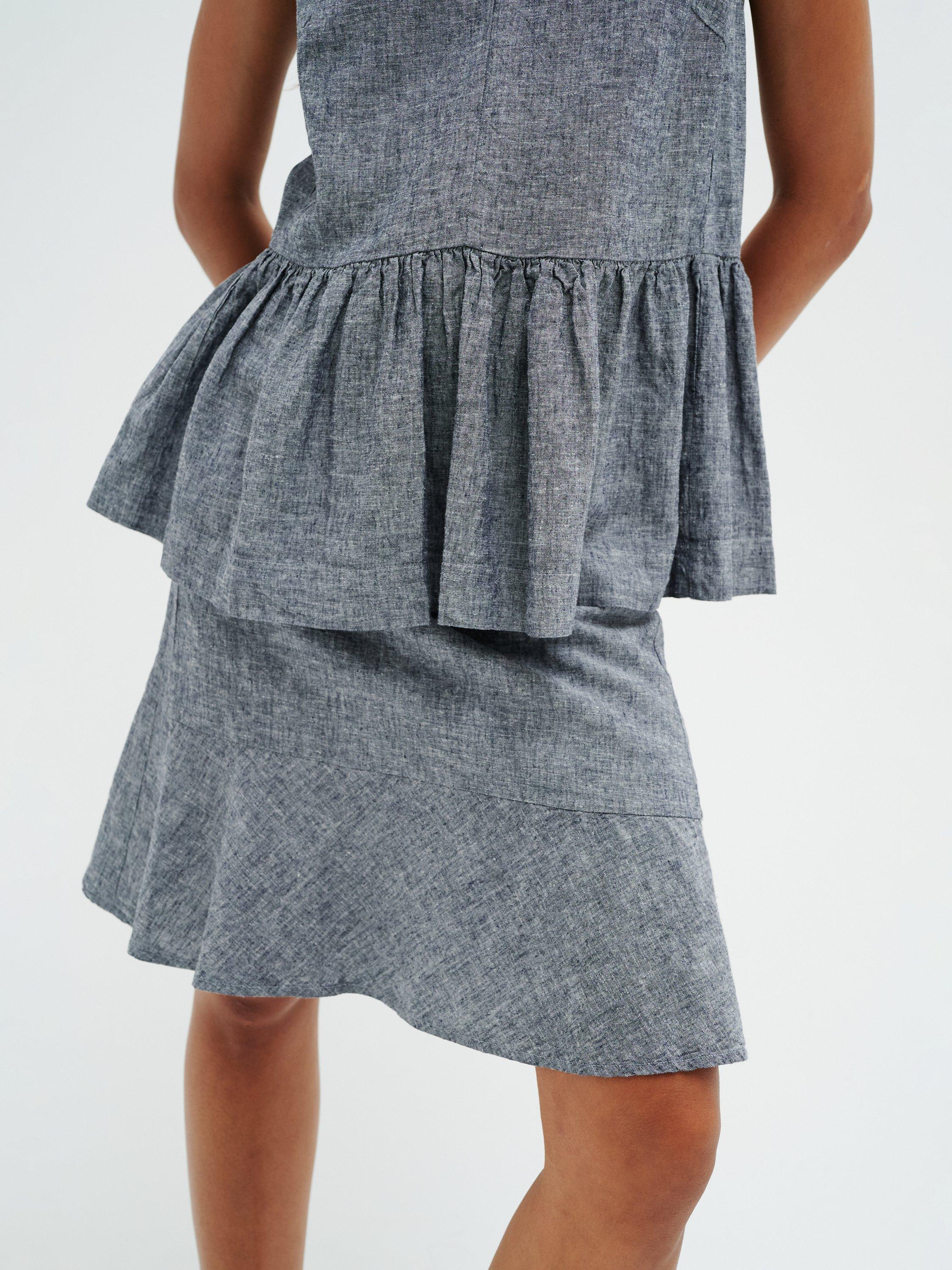 Product image 1 of 5, which shows InWear Odette Linen Blend Skirt, Blue Melange, 10