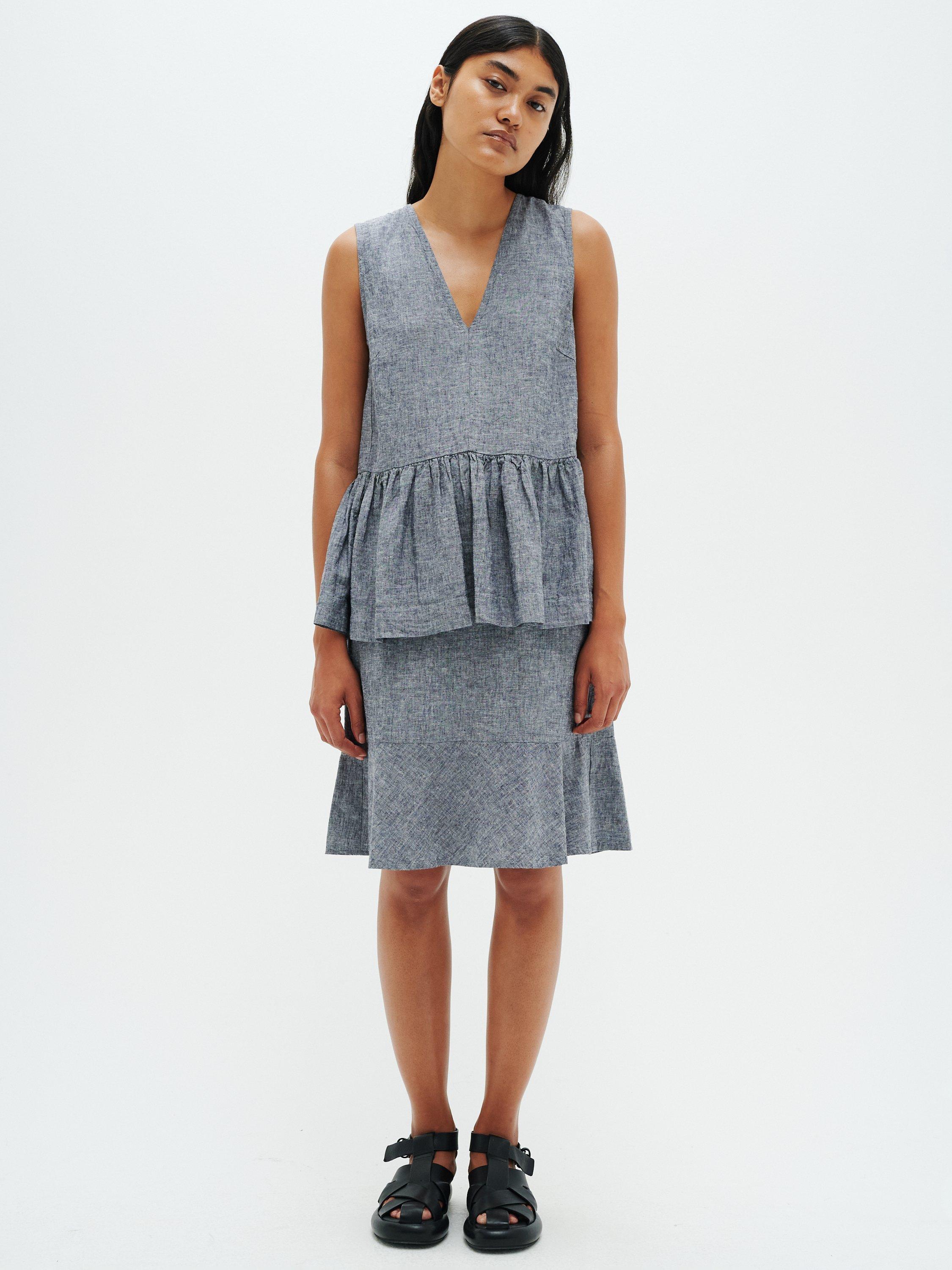 Product image 3 of 5, which shows InWear Odette Linen Blend Skirt, Blue Melange, 10