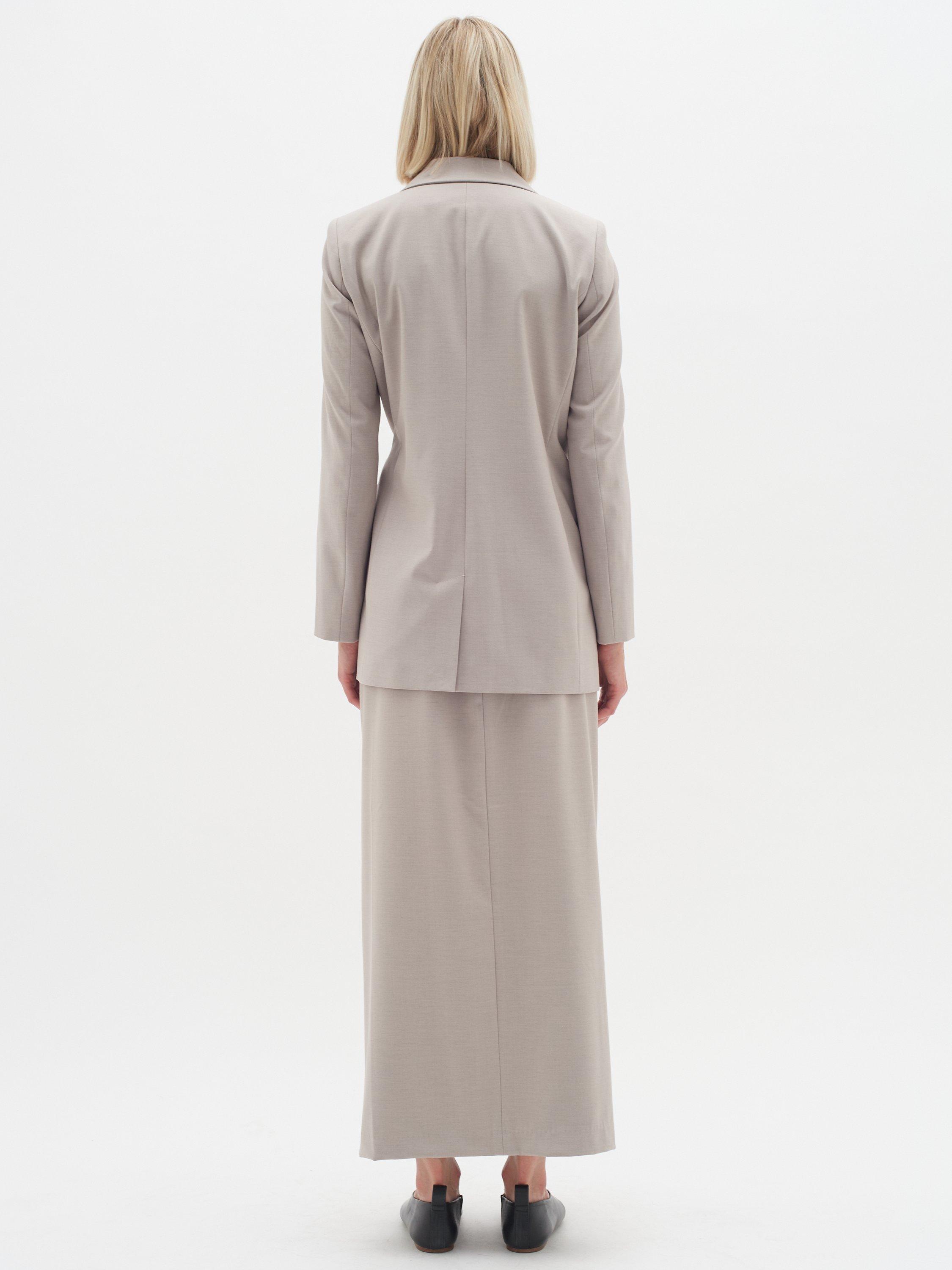 Product image 2 of 5, which shows InWear ZaiI Split Front Maxi Pencil Skirt, Grey Melange, 10