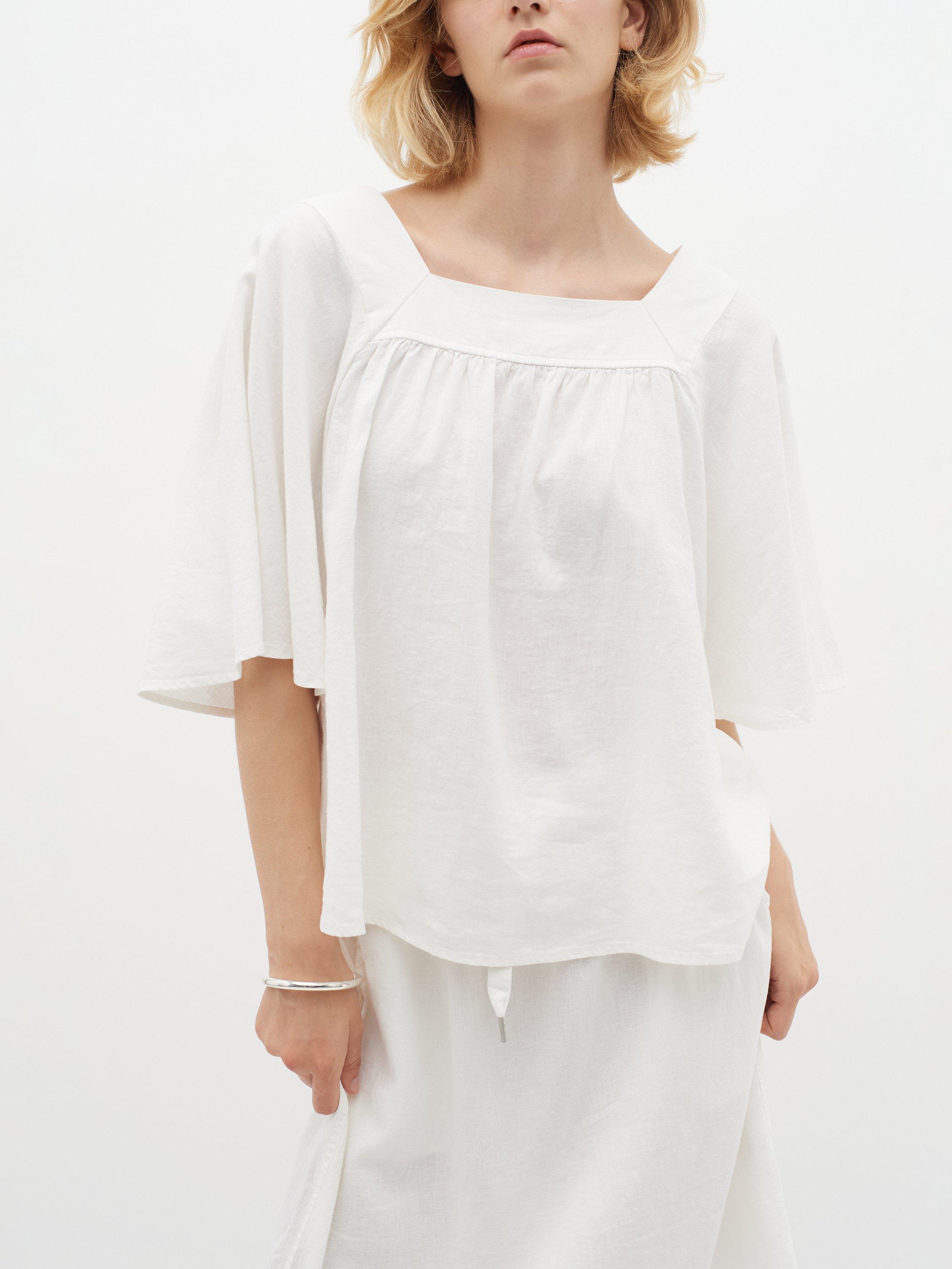 Product image 1 of 5, which shows InWear Ellie Linen Blend Top, White, 8