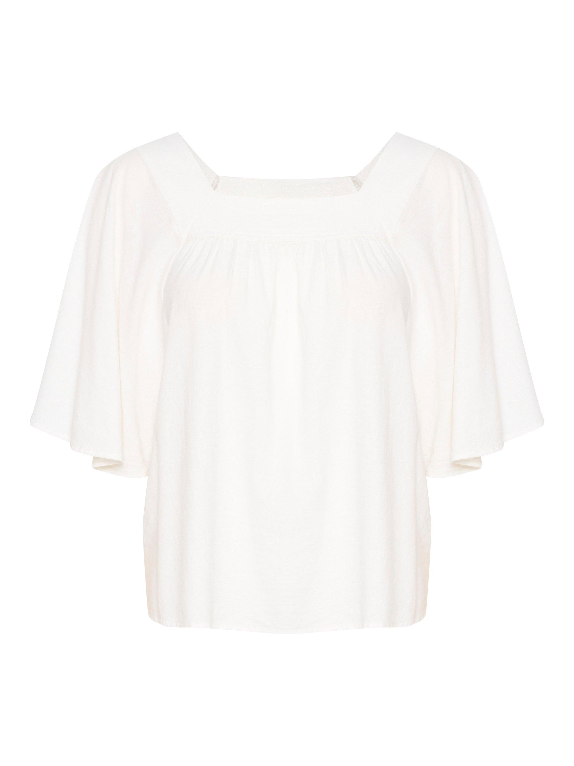 Product image 4 of 5, which shows InWear Ellie Linen Blend Top, White, 8