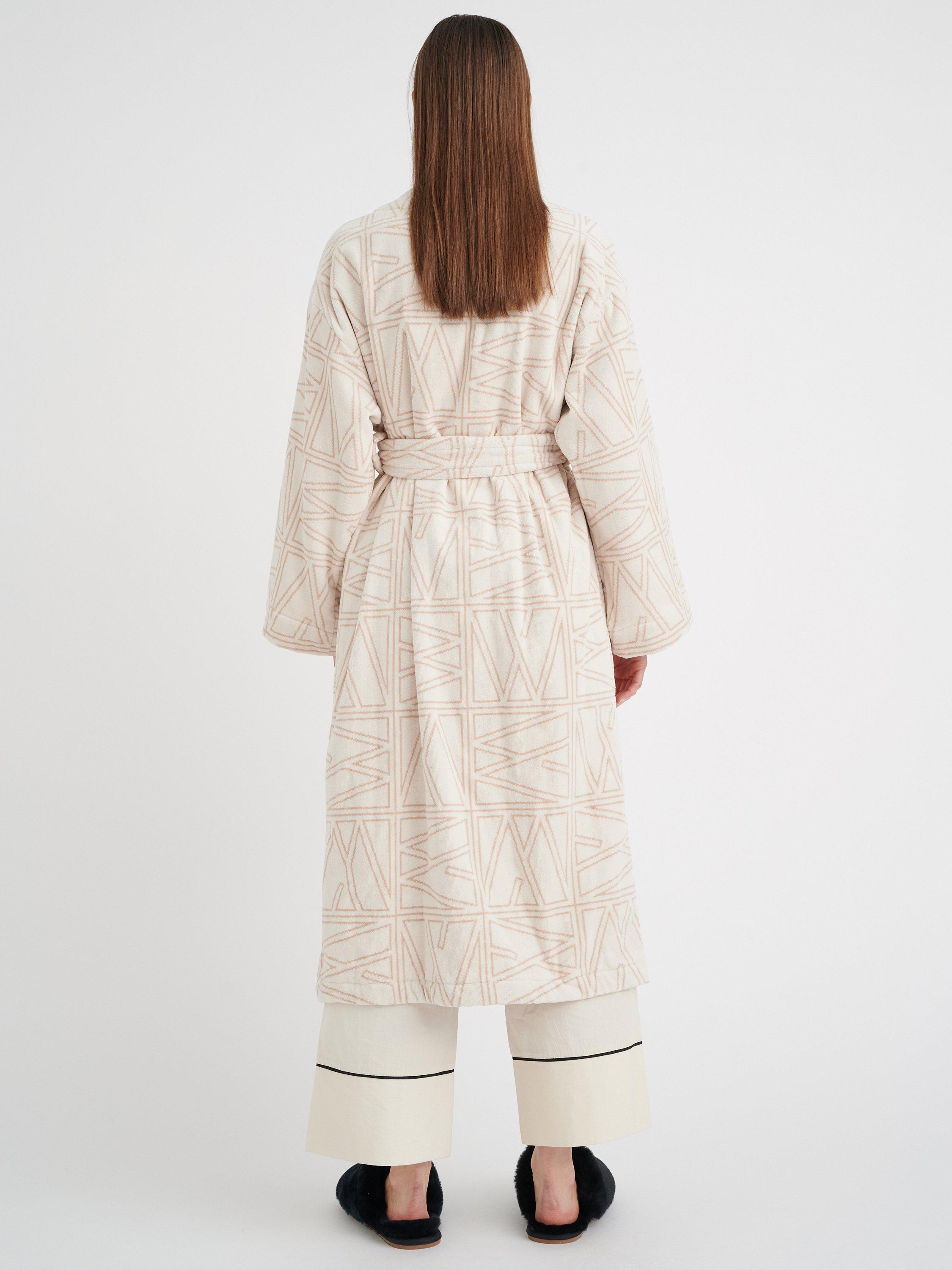 Product image 2 of 5, which shows InWear Cozy Icon Dressing Gown, White/Sandstone, M-L