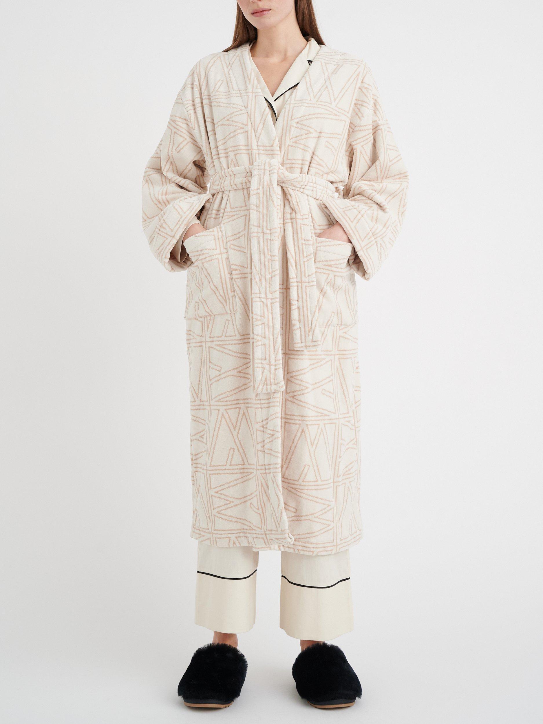 Product image 3 of 5, which shows InWear Cozy Icon Dressing Gown, White/Sandstone, M-L