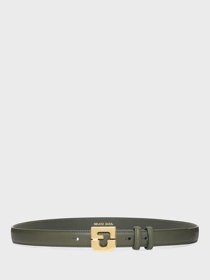 Product image 1 of 2, which shows Gerard Darel Le Lauren Leather Belt, Khaki, 8