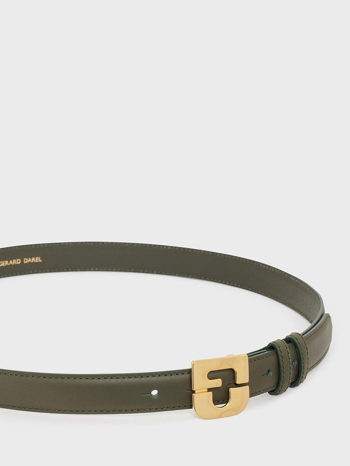 Product image 2 of 2, which shows Gerard Darel Le Lauren Leather Belt, Khaki, 8