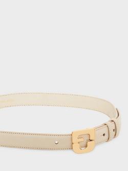 Gerard Darel Lauren Logo Buckle Leather Belt, Beige - view 2, Beige