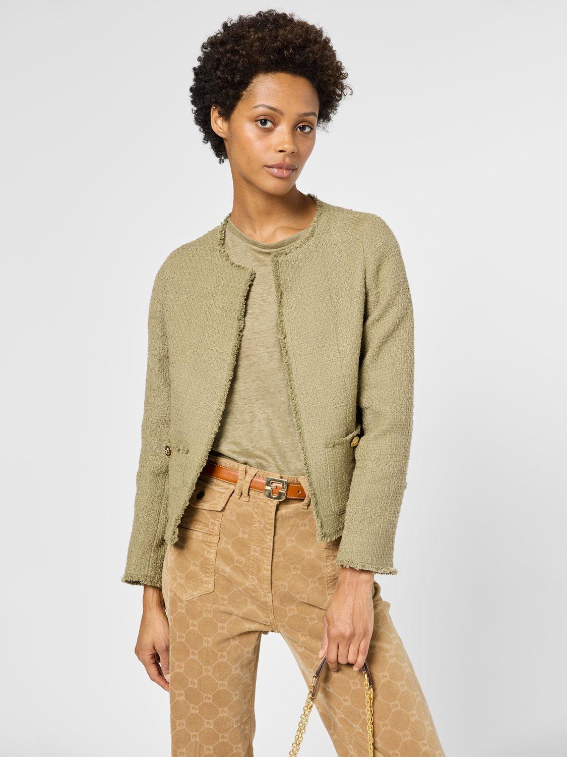 Product image 1 of 2, which shows Gerard Darel Rodina Tweed Jacket, Khaki Green, 10
