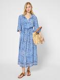 Gerard Darel Piana Paisley Tie Neck Dress, Blue
