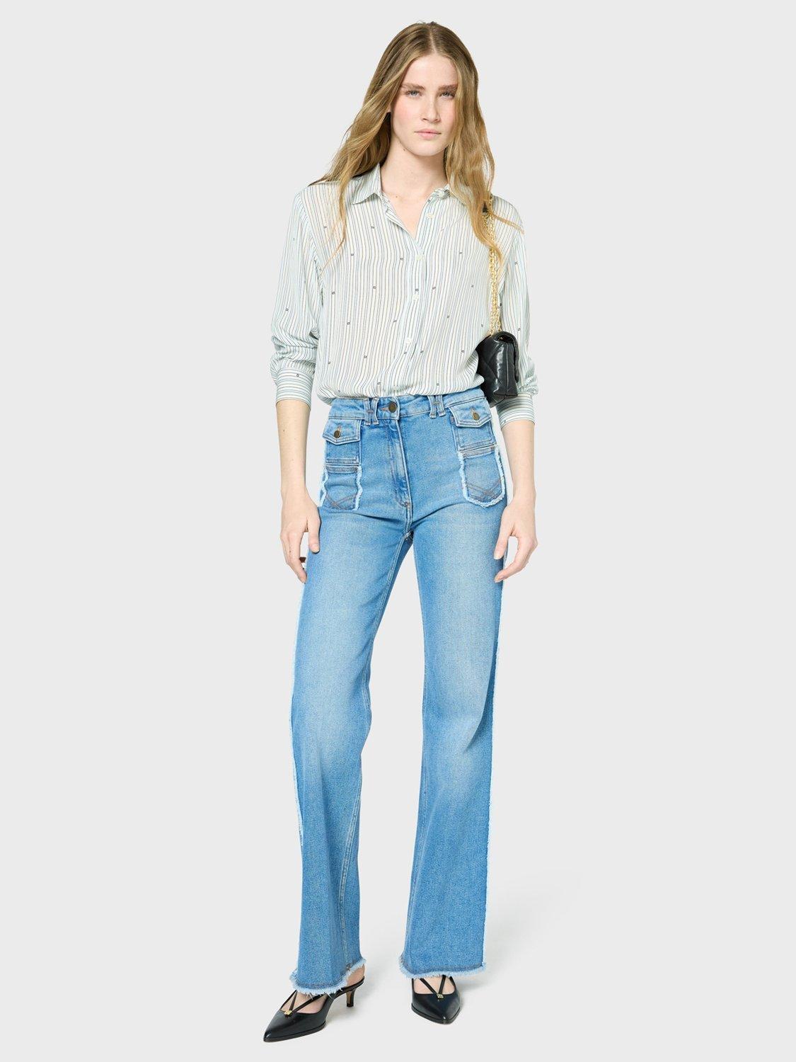 Product image 5 of 6, which shows Gerard Darel Clyde Stripe Shirt, Blue Sky, 6