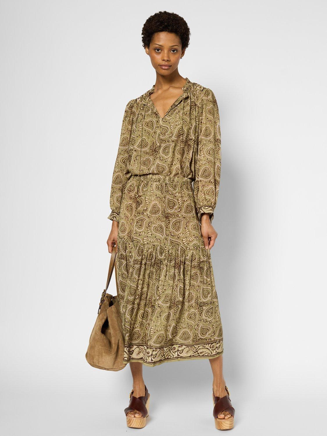Product image 1 of 1, which shows Gerard Darel Valora Paisley Skirt, Khaki Green, 10