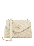 Dune London Darling Leather Quilted Cross Body Bag, Ecru