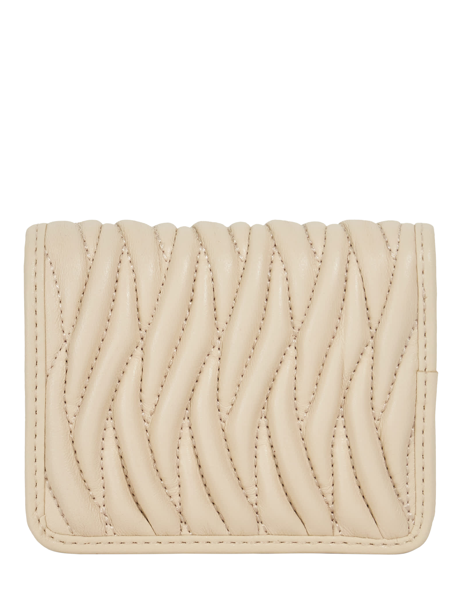 Product image 2 of 4, which shows Dune London Kaci Wave Quilted Leather Purse, Ecru