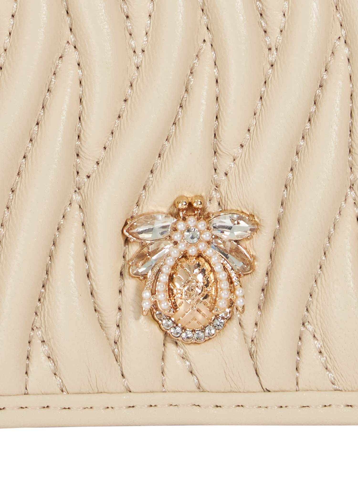 Product image 4 of 4, which shows Dune London Kaci Wave Quilted Leather Purse, Ecru
