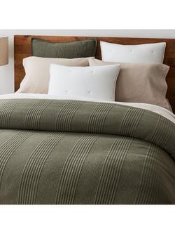 west elm Organic Cotton Cloud Jersey Textured Bedding, Dark Olive