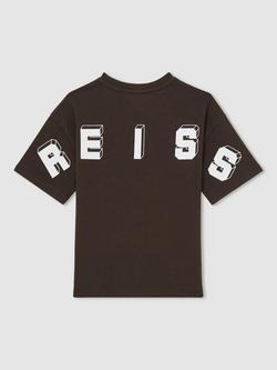 Reiss Kids' Manny Logo Cotton T-Shirt - view 2, Brown