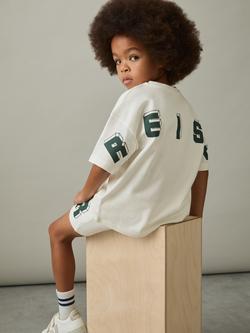 Reiss Kids' Manny Logo Cotton T-Shirt - view 2, Off White