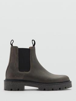 Mango Stan Leather Chelsea Boots, Grey, Grey