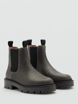 Mango Stan Leather Chelsea Boots, Grey - view 2, Grey