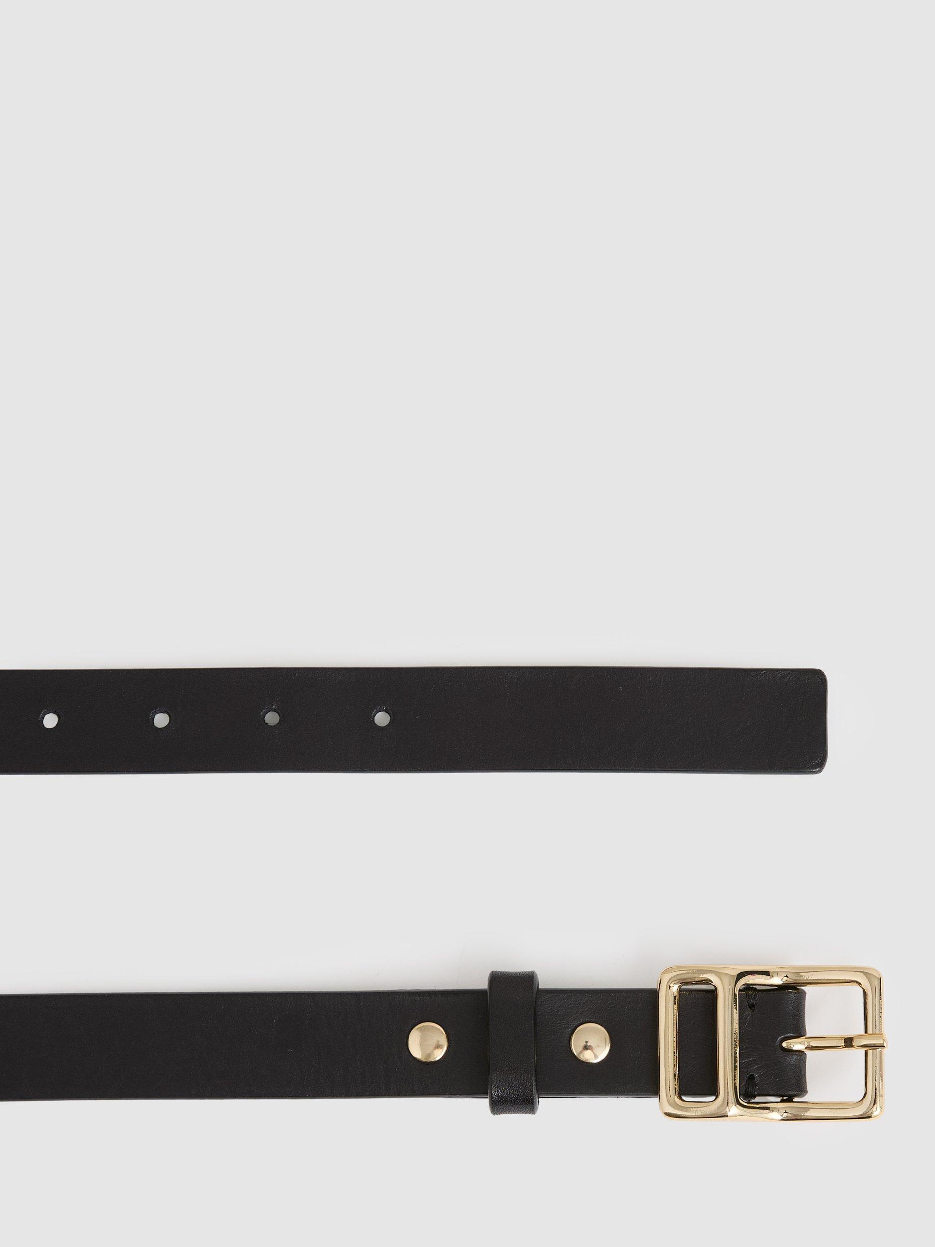 Product image 3 of 4, which shows Reiss Mateo Leather Belt, Black, 32R