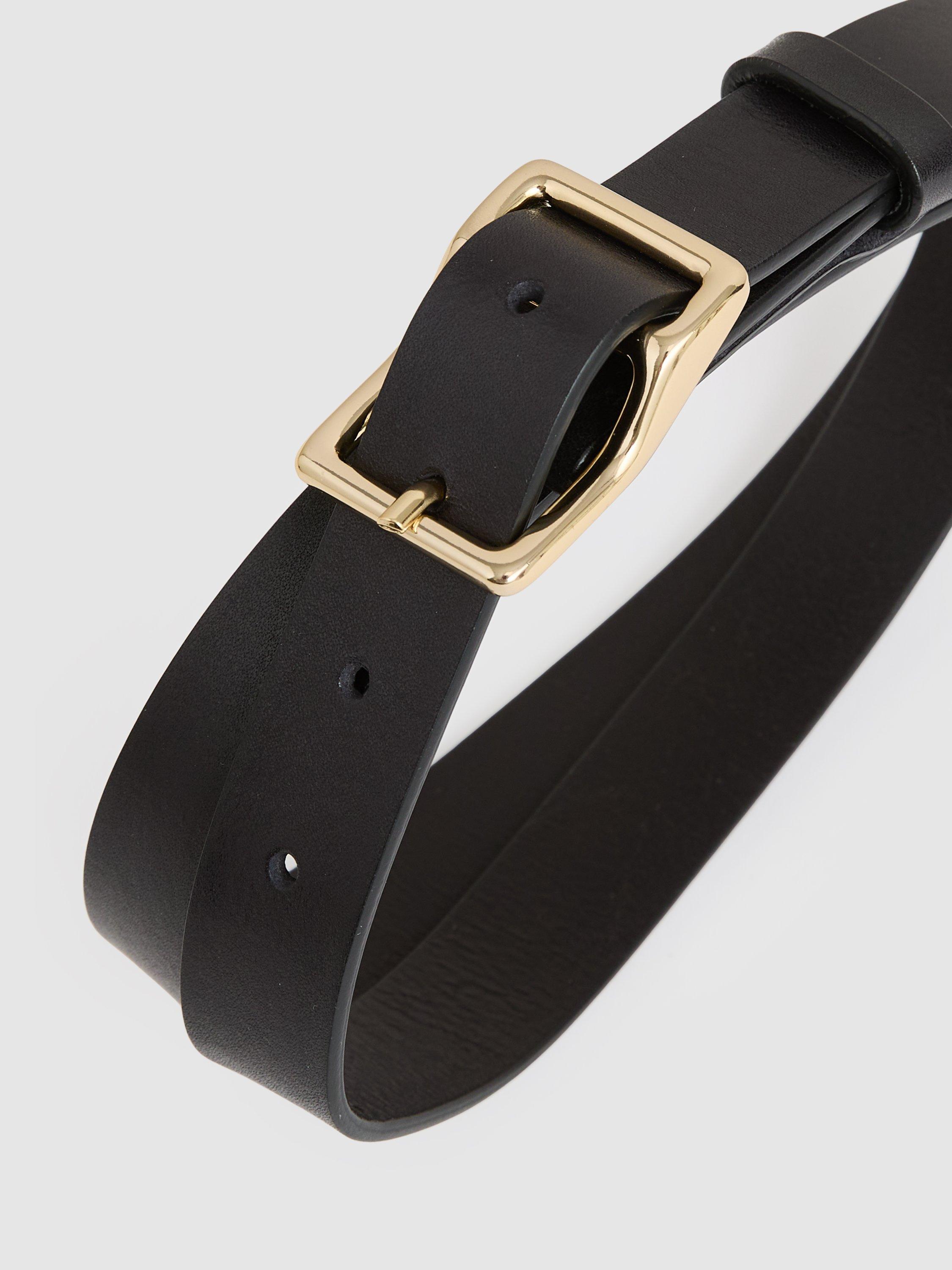 Product image 4 of 4, which shows Reiss Mateo Leather Belt, Black, 32R