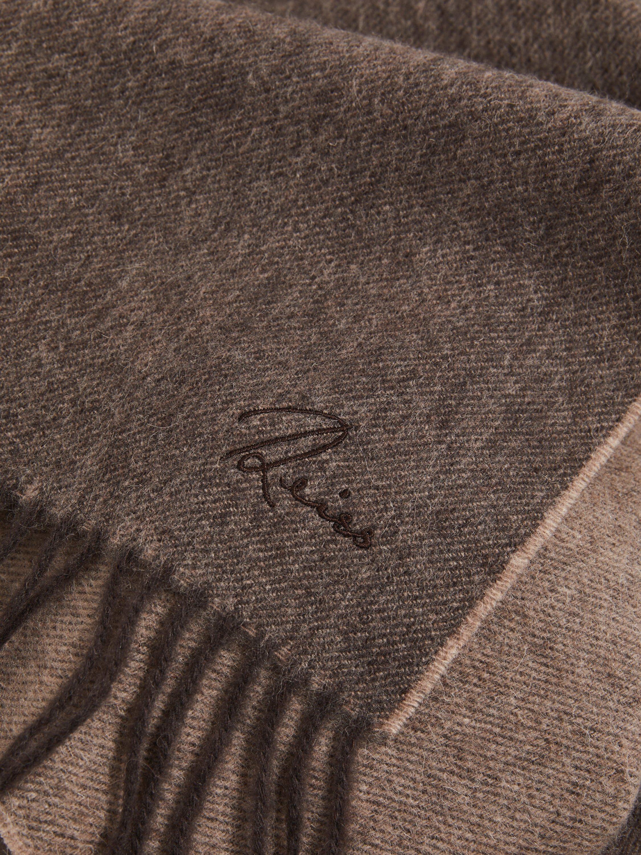 Product image 5 of 5, which shows Reiss Picton Wool Cashmere Fringed Scarf, Taupe, One Size