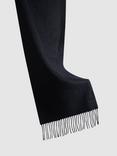 Reiss Picton Wool Cashmere Fringed Scarf, Navy
