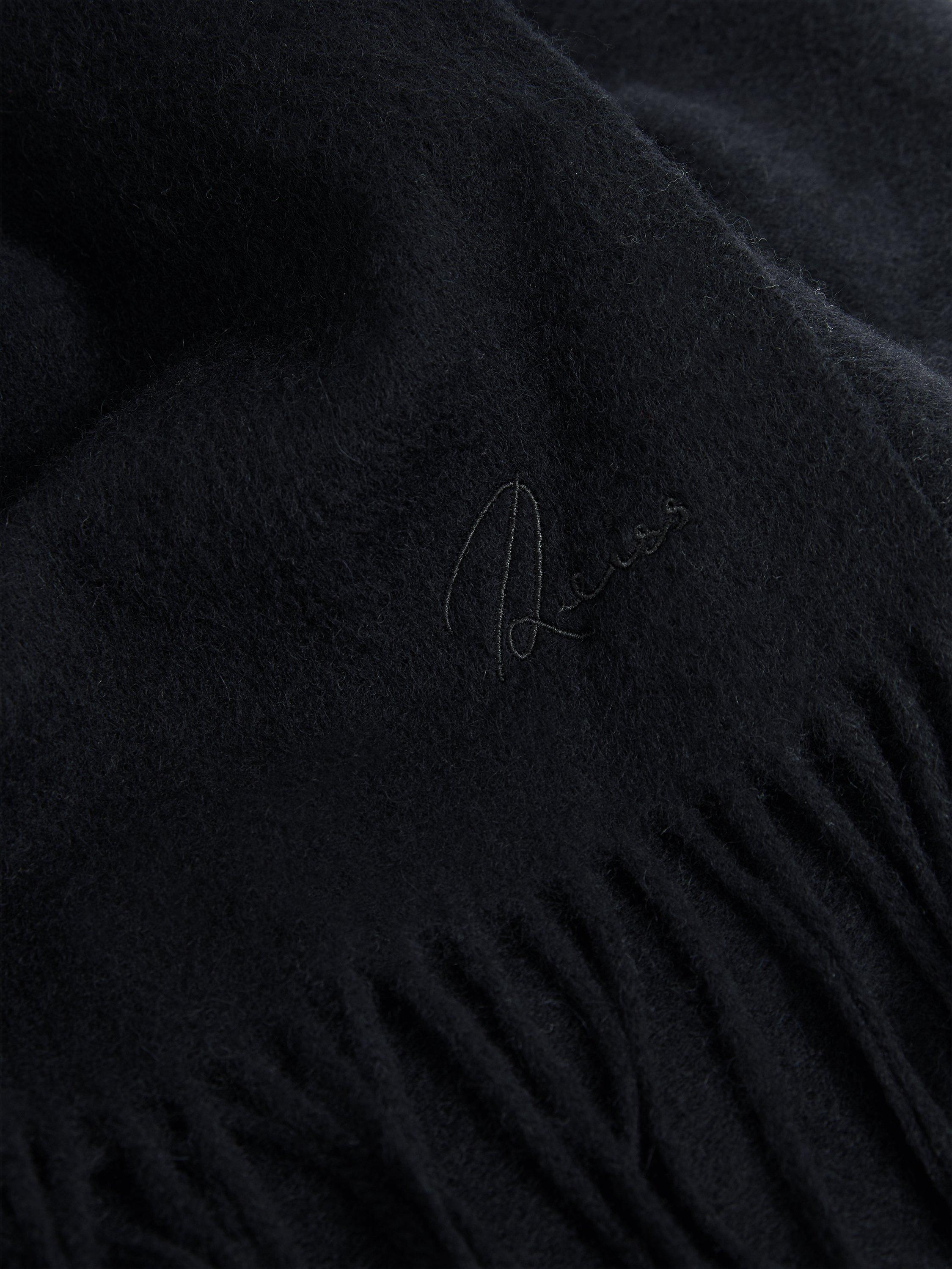 Product image 5 of 5, which shows Reiss Picton Wool Cashmere Fringed Scarf, Navy, One Size